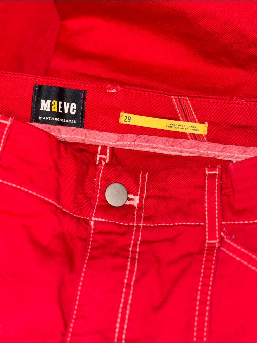 Maeve Anthropologie Jeans Wide Leg High-Rise Red Sz 29 - Picture 8 of 8